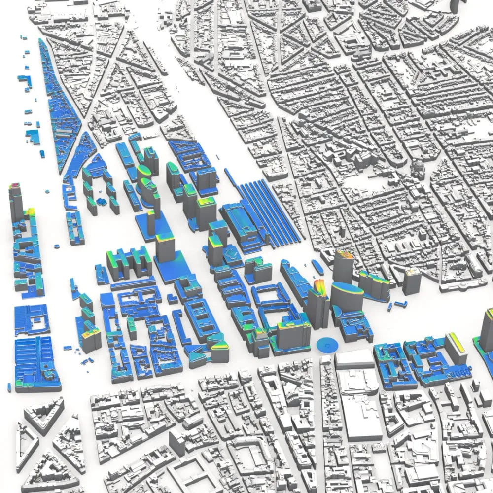 Annual Wind Energy Production on rooftops in the Northern Quarter, Brussels